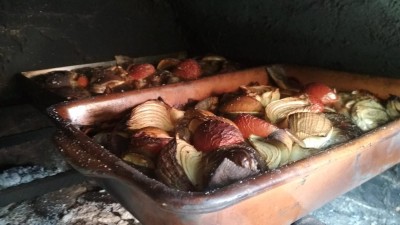 Lubinas al horno de leña